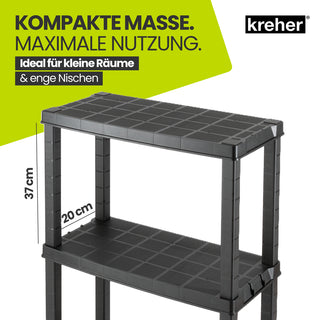 2 x Kunststoffregal „Neo“ mit 4 Böden - 30 kg pro Boden - Schwarz