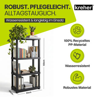 2 x Kunststoffregal „Neo“ mit 4 Böden - 30 kg pro Boden - Schwarz