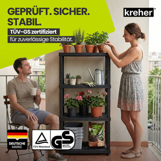 2 x Kunststoffregal „Neo“ mit 4 Böden - 30 kg pro Boden - Schwarz