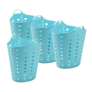 4 x Flexibler Tragekorb 65 Liter in Hellblau