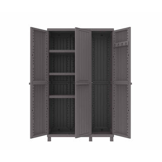 C-WOOD - Dreitüriger Multifunktionsschrank in Holzoptik (Schwarz/Grau)