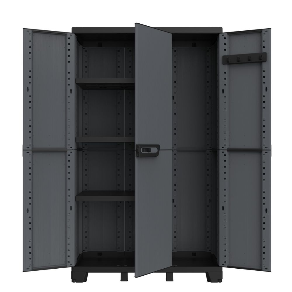 Dreitüriger Kunststoffschrank 'Ardesia' in Schiefer Optik in Anthrazit (Variante wählbar)