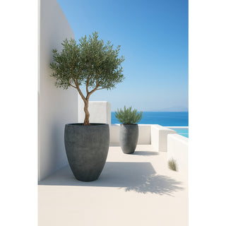 XXXL Pflanzkübel 'Cano' in Stein Optik in Anthrazit, rund (Größe/Set wählbar)