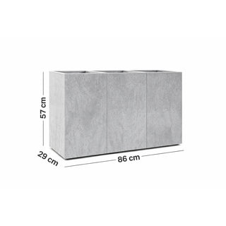 XXL Pflanzkasten "Karo" - Sichtschutz Beton-Optik Grau 86x28x57 cm - Rollbar mit 3 Pflanzeinsätzen - Strukturierte Oberfläche