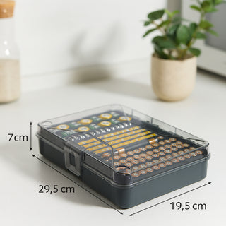 XL Batteriebox, Organizer für Batterien vieler Größen in Schwarz/Transparent