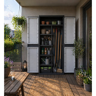 Kreher - Jumbo-Spindschrank mit Freifach (schwarz, grau)