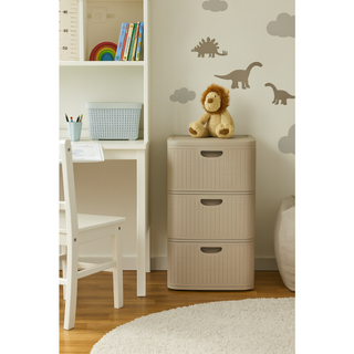 XL Schubladentower 'Domus' in Rillen-Optik, rollbar (Farbe wählbar)