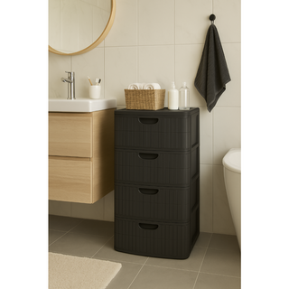 XL Schubladentower 'Domus' in Rillen-Optik, rollbar (Farbe wählbar)