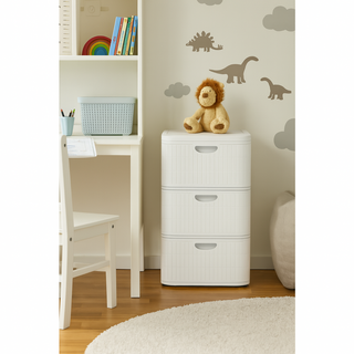 XL Schubladentower 'Domus' in Rillen-Optik, rollbar (Farbe wählbar)