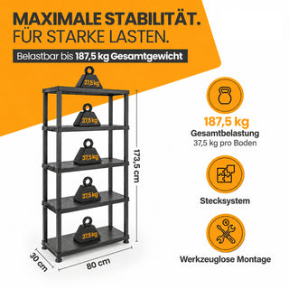 UNIVERSO - Schwerlastregal mit 5 Böden - 80 x 30 x 173,5 cm (Set wählbar)