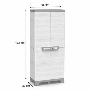 XL Universal/-Spindschrank mit 3 Böden 'Sequoia' in Holz Optik in Grau
