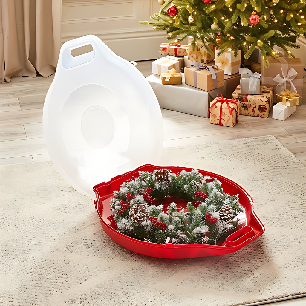 aufbewahrung adventskranz Kranzbox rund mit Deckel (Transparent/Rot) – Kreher Technik