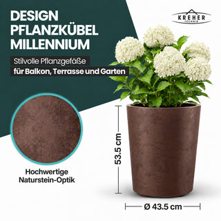 Runder XL Pflanzkübel "Millennium" 48 Liter in Braun