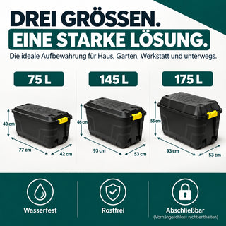 2 x XXL Transportbox "Heavy Duty" mit Deckel - rollbar - 175 Liter Volumen