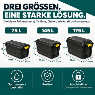 XXL Transportbox "Heavy Duty" mit Deckel - rollbar - 145 Liter Volumen