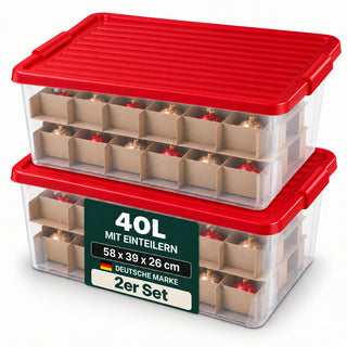 X-Mas Box mit Einteilern und abschließbarem Deckel - 2 Stück