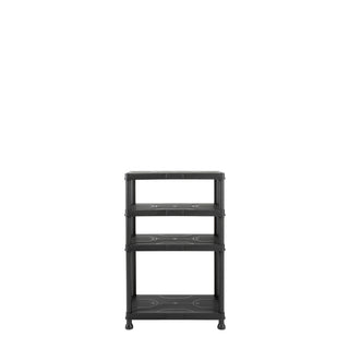 Kunststoffregal 12" Q-Brick mit 4 Böden in Schwarz und Lagerboxen (Set wählbar)