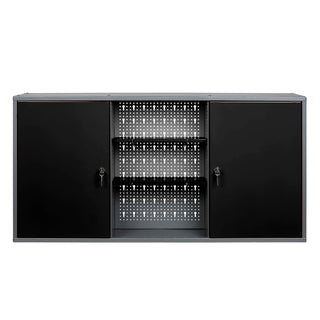 XL Metallschrank mit 2 abschließbaren Türen, Farbe: Schwarz-Grau