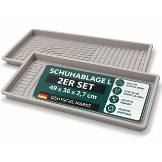 2 x Mehrzweckablage Gr. L in Beige - 49 x 36 cm - mit erhöhtem Rand - aus Kunststoff