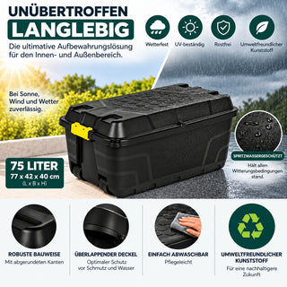2 x XL Transportbox "Heavy Duty" mit Deckel - rollbar - 75 Liter Volumen