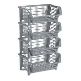 Set: 4 x Stapelkorb "MAGIC" - Grau