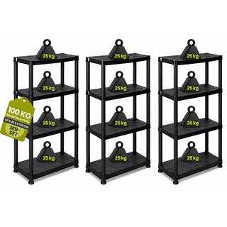 Set: 3 x PRIMO - Kunststoffregal 12 Zoll (Schwarz)