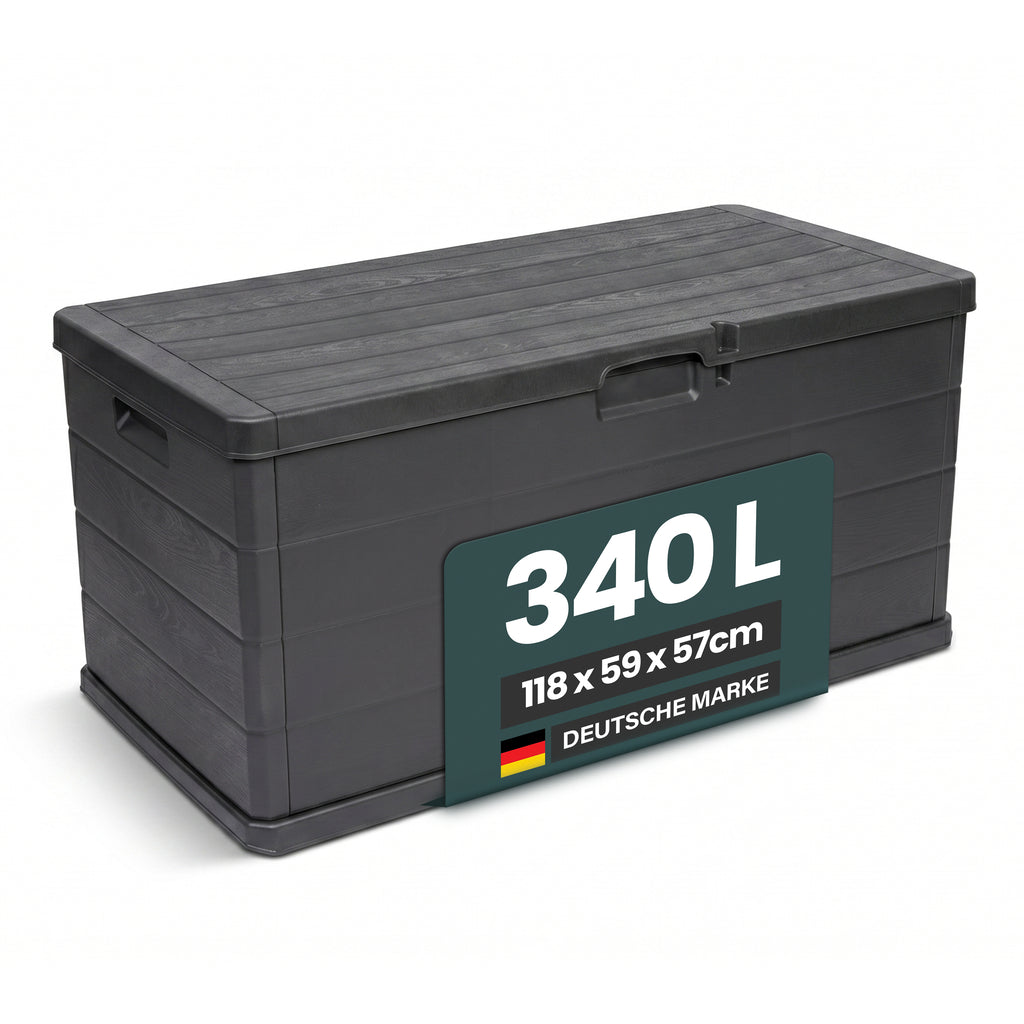 XXL Kissenbox 340 Liter (Holz Optik) in Anthrazit – Kreher Technik