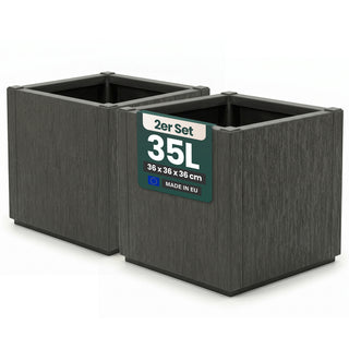 2 x Pflanzkasten "Ethica" in Struktur Optik schmale Version (Anthrazit)