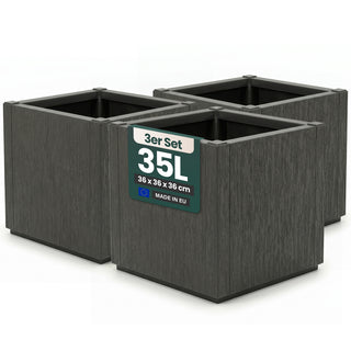 3 x Pflanzkasten "Ethica" in Struktur Optik schmale Version (Anthrazit)