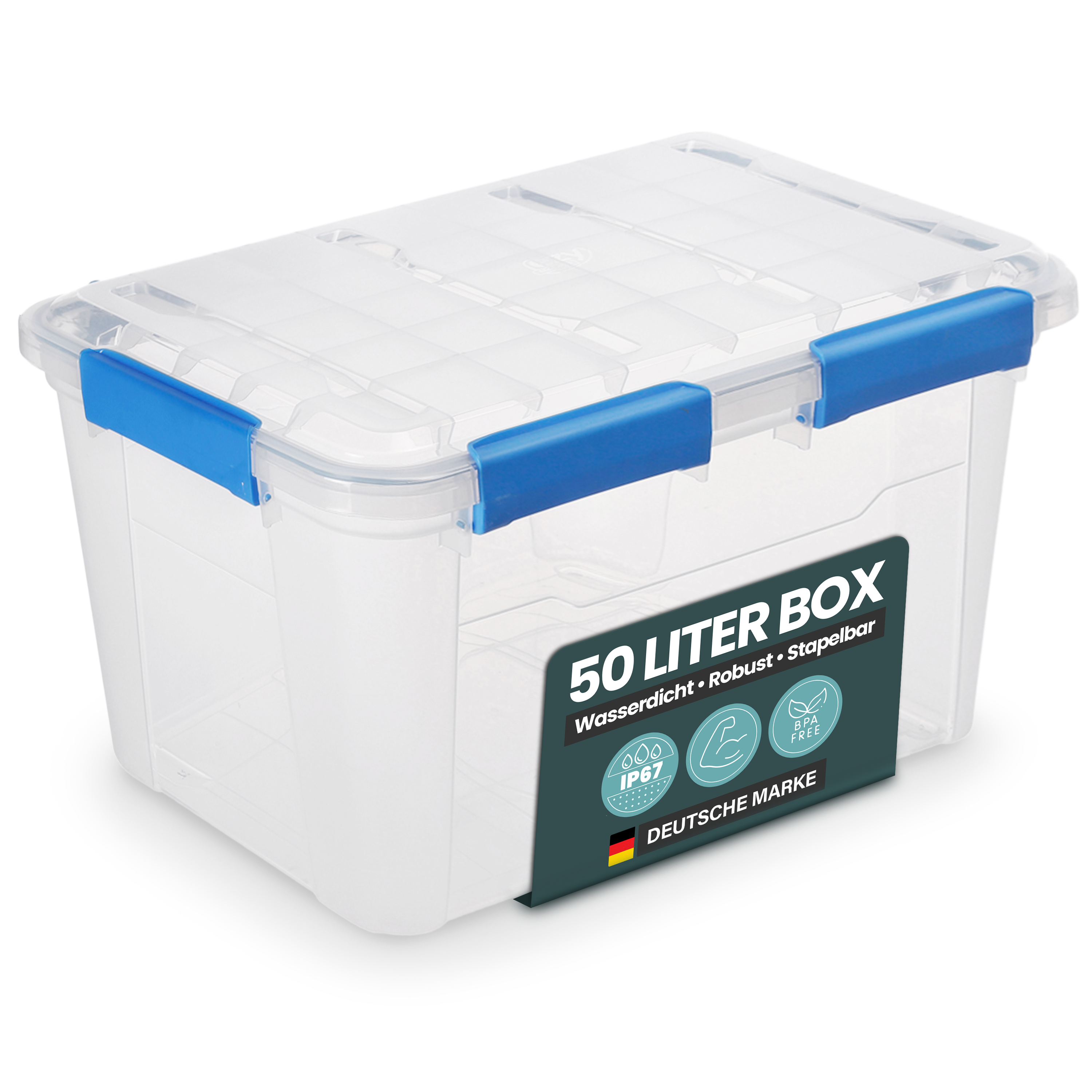 Wasserdichte Aufbewahrungsbox (IP67) mit Deckel, transparent (Größe wählbar)