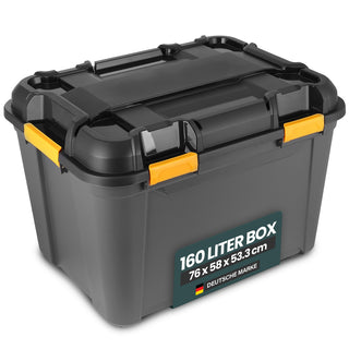 Wasserdichte Aufbewahrungsbox 'Bunker' 160 Liter mit Deckel - IPX7 (Set wählbar)