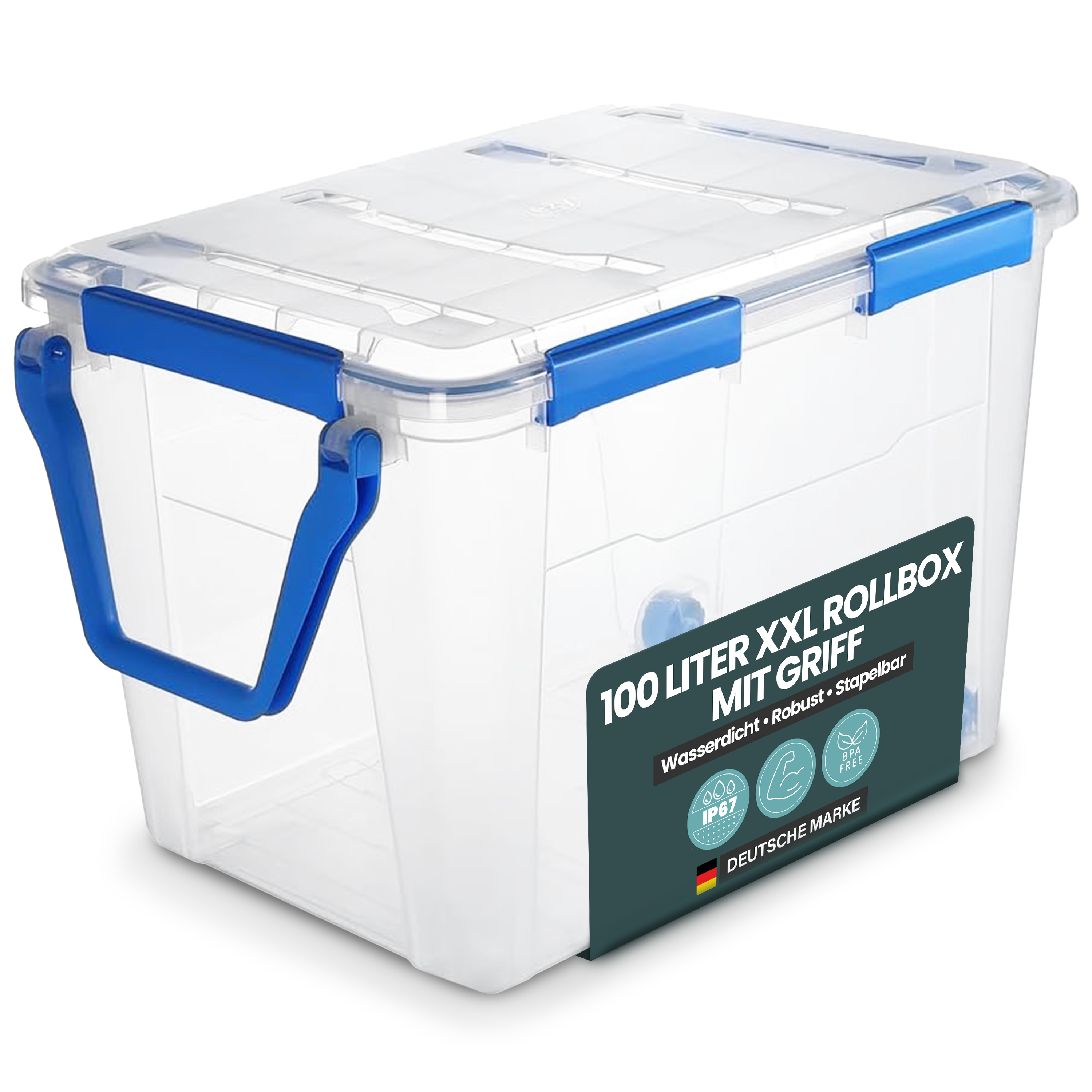 Wasserdichte Aufbewahrungsbox (IP67) mit Deckel, transparent (Größe wählbar)