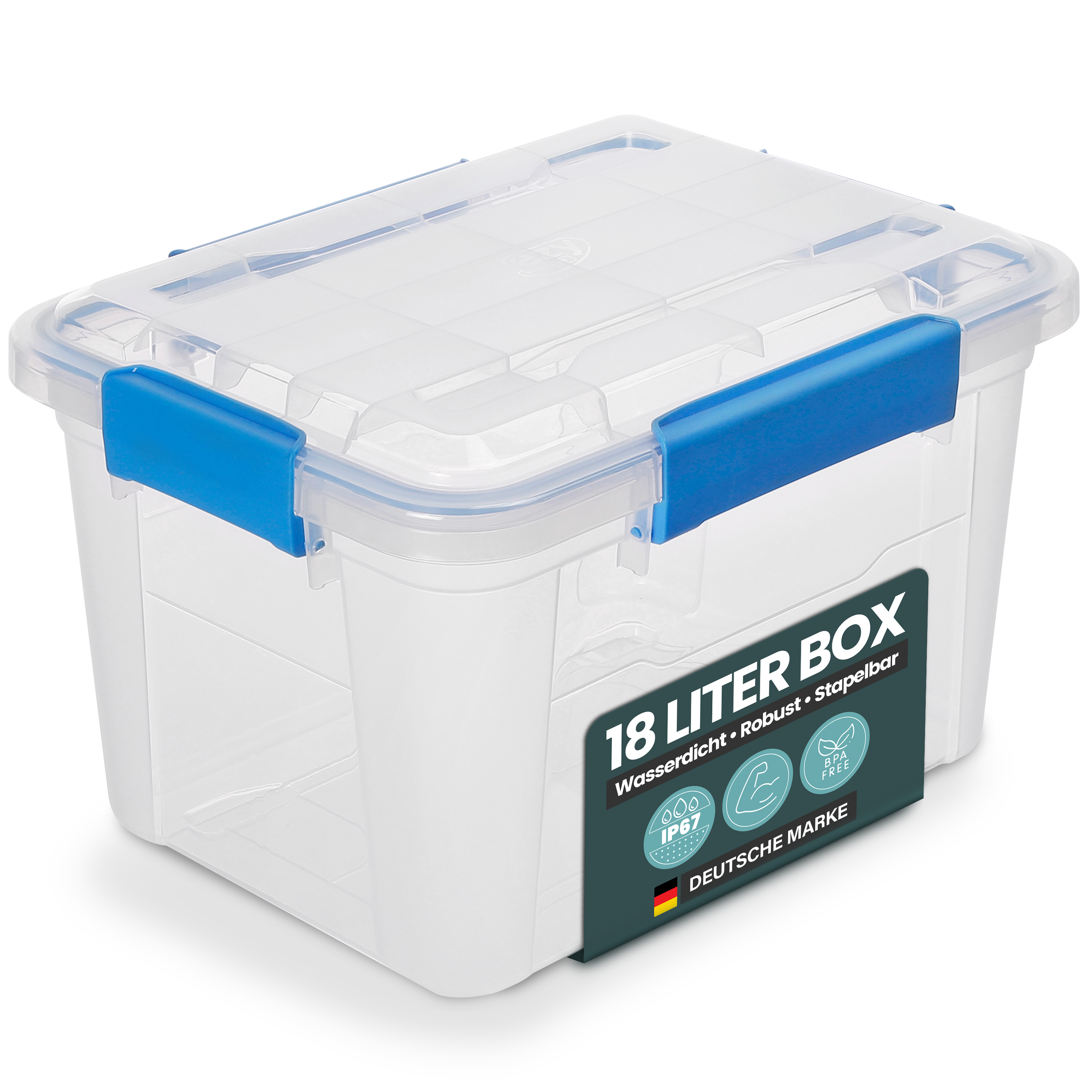 Wasserdichte Aufbewahrungsbox (IP67) mit Deckel, transparent (Größe wählbar)