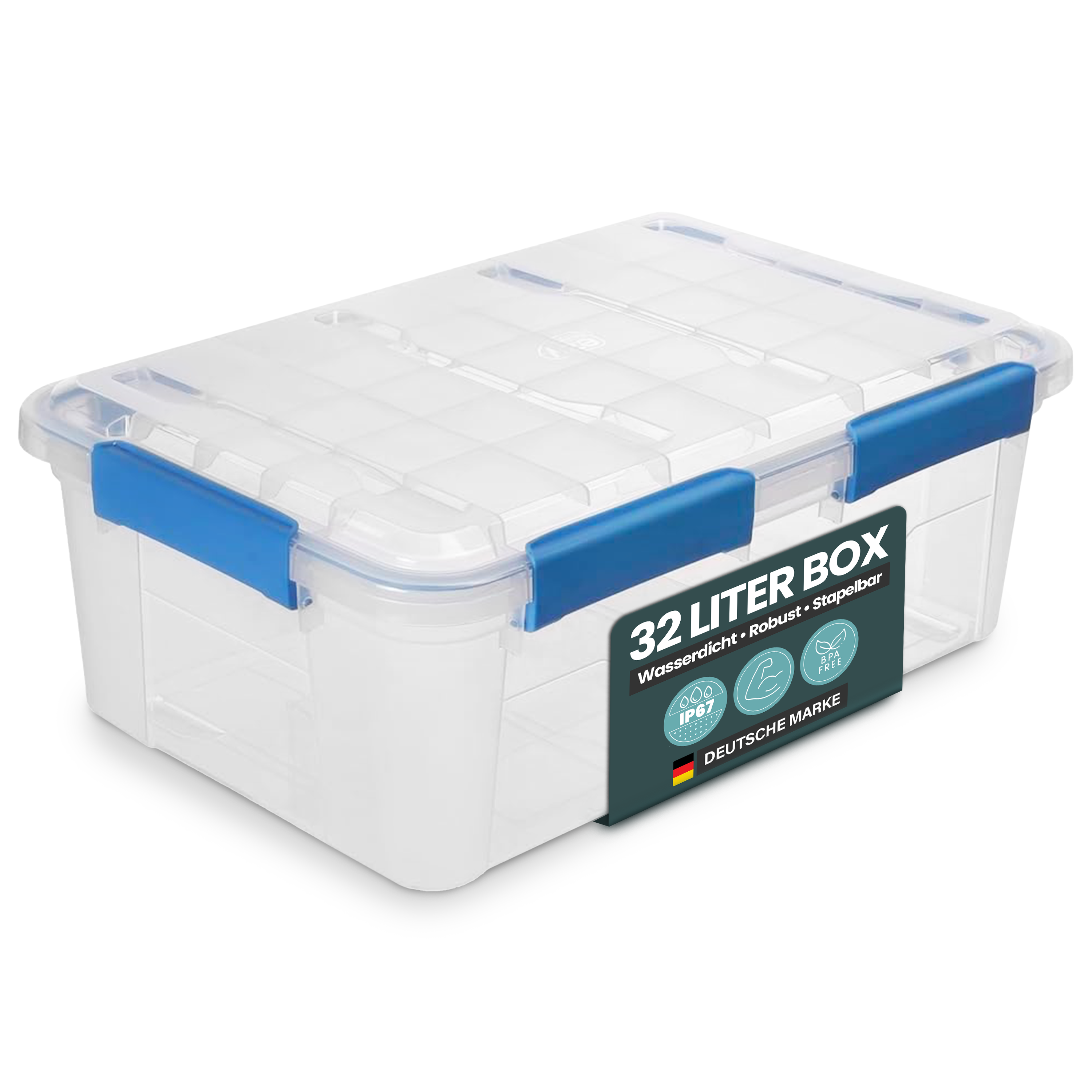 Wasserdichte Aufbewahrungsbox (IP67) mit Deckel, transparent (Größe wä – Kreher Technik