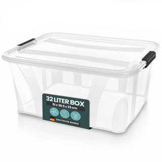 Aufbewahrungsbox 'Master' Box mit Deckel - 32 Liter Volumen, in Transparent