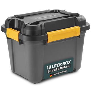 Wasserdichte Aufbewahrungsbox 'Bunker' 18 Liter mit Deckel - IP67 (Set wählbar)