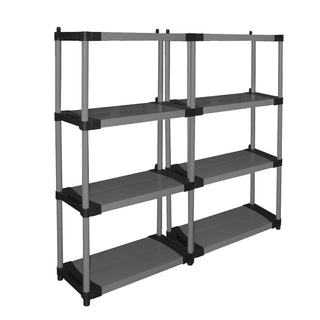 Set: 2 x ARMADIO Schwerlastregal mit 4 Ebenen, 80 x 40 x 168 (schwarz/grau)