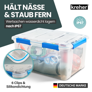 Wasserdichte Box (IP67) mit Deckel 75 Liter Volumen (Set wählbar)
