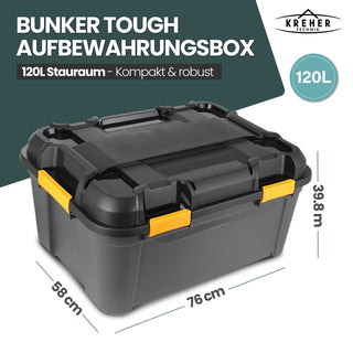 Rollbare 'Bunker Tough' Box (IP67/IPX7) mit Deckel in verschiedenen Größen (Größe wählbar)