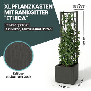 XL SPALIER 'Ethica' - 36 x 36 x 140 cm - in Struktur Optik - schmale Version - in Anthrazit