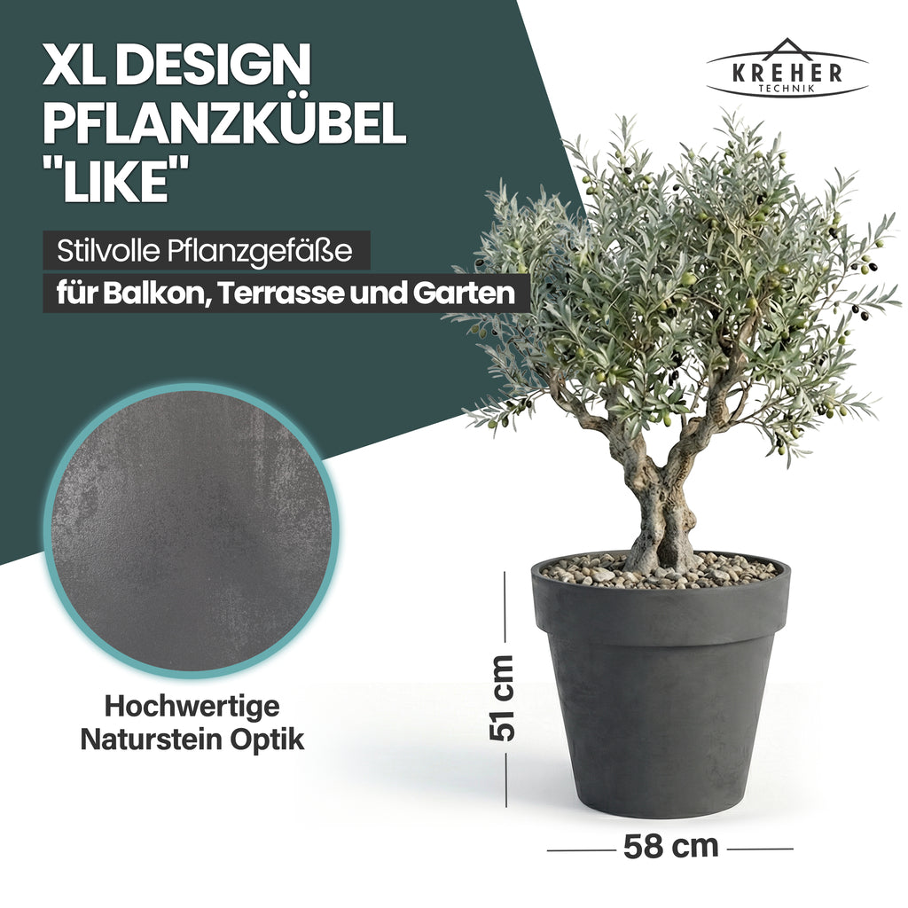2 x XL Pflanzkübel / Pflanztopf „LIKE“ Ø 58 x H 51 cm - Anthrazit