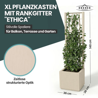 XL SPALIER 'Ethica' - 36 x 36 x 140 cm - in Struktur Optik - schmale Version - in Beige