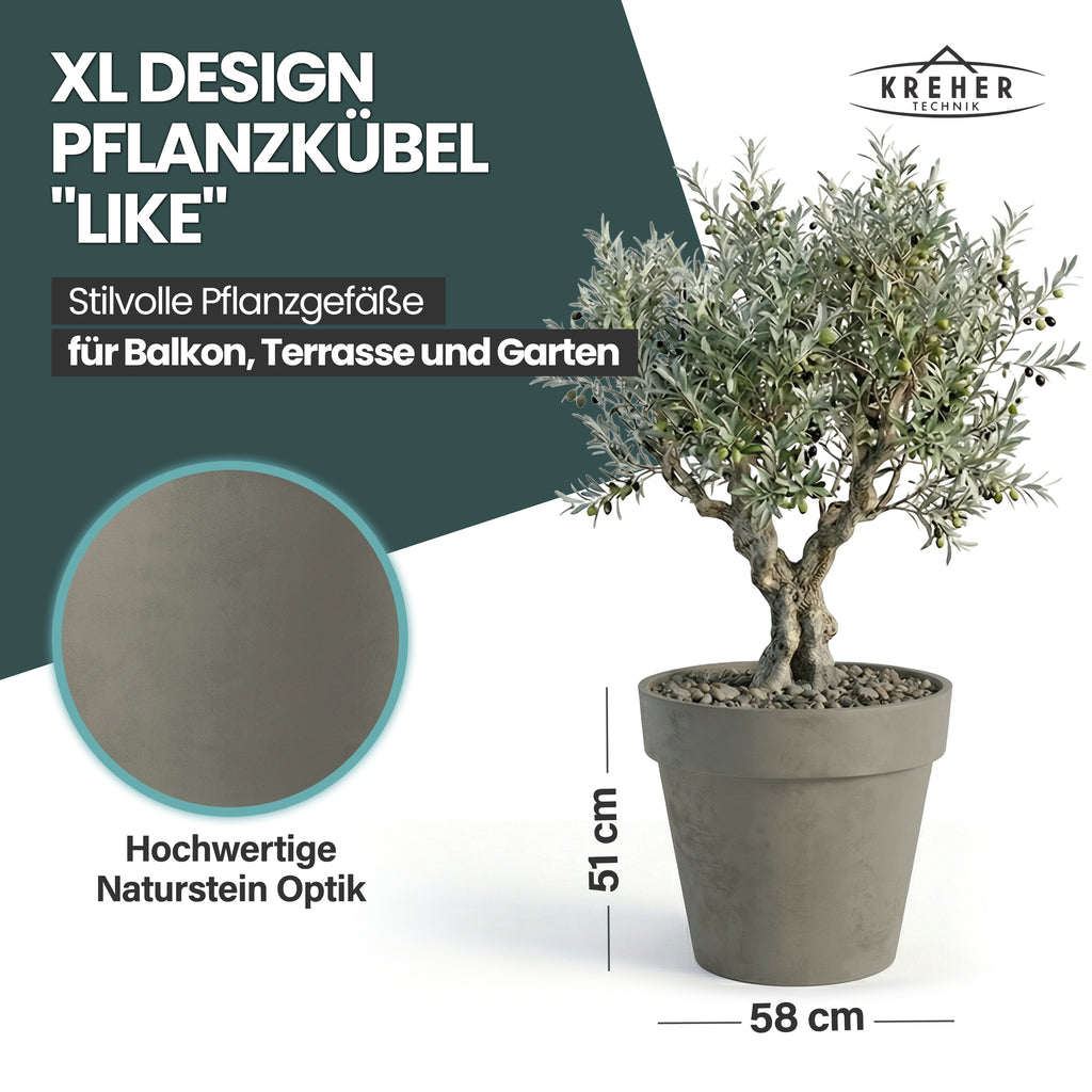 2 x XL Pflanzkübel / Pflanztopf „LIKE“ Ø 58 x H 51 cm - Braun