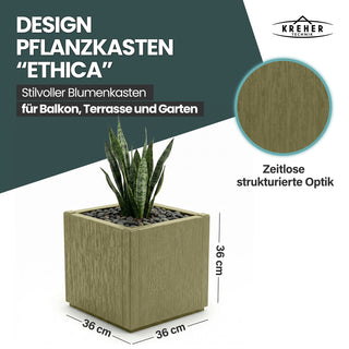 Pflanzkasten "Ethica" in Struktur Optik schmale Version (Olivgrün)