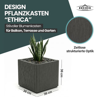 2 x Pflanzkasten "Ethica" in Struktur Optik schmale Version (Anthrazit)