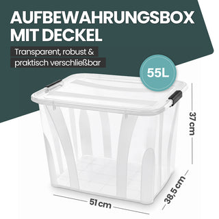 Aufbewahrungsbox 'Master' Box mit Deckel - 55 Liter Volumen, in Transparent
