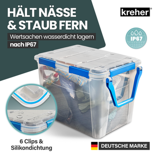 Wasserdichte Aufbewahrungsbox (IP67) mit Deckel, transparent (Größe wählbar)