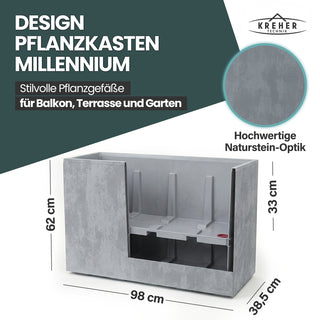 XXL Sichtschutz Pflanzkasten 'Millennium Fence' in Grau (2 Stück)