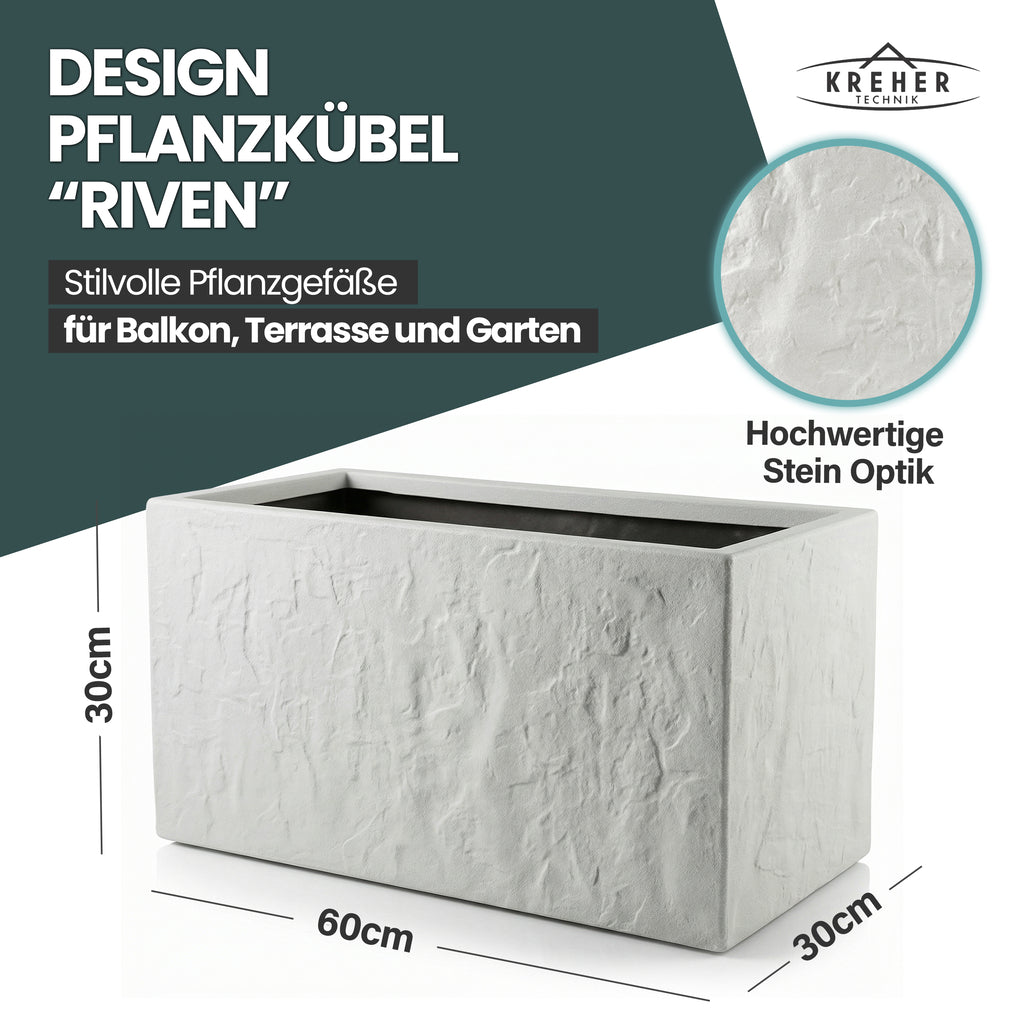 Pflanzkasten 'Riven' in Hellgrau - Blumentopf aus Kunststoff