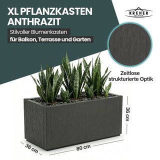 XL Pflanzkasten "Ethica" in Struktur Optik breite Version (Anthrazit)